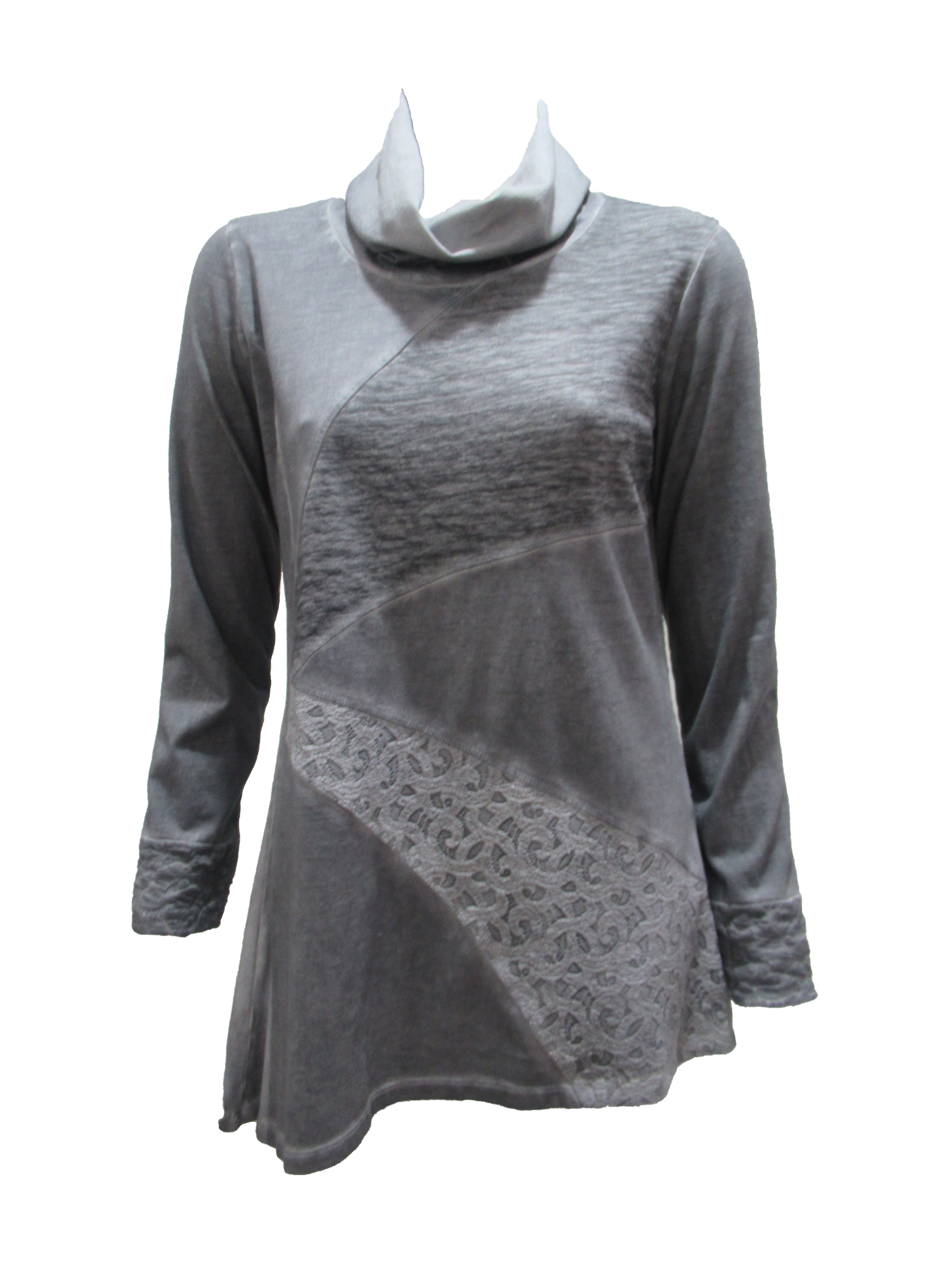 Maloka: Rose Petal Jacquard Asymmetrical Sweater Tunic