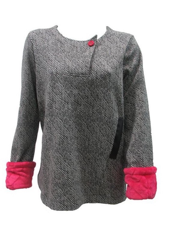 Maloka: Pink Candy Cotton Jacquard Faux Fur Cuffed Sweater/Jacket (3 Left!)