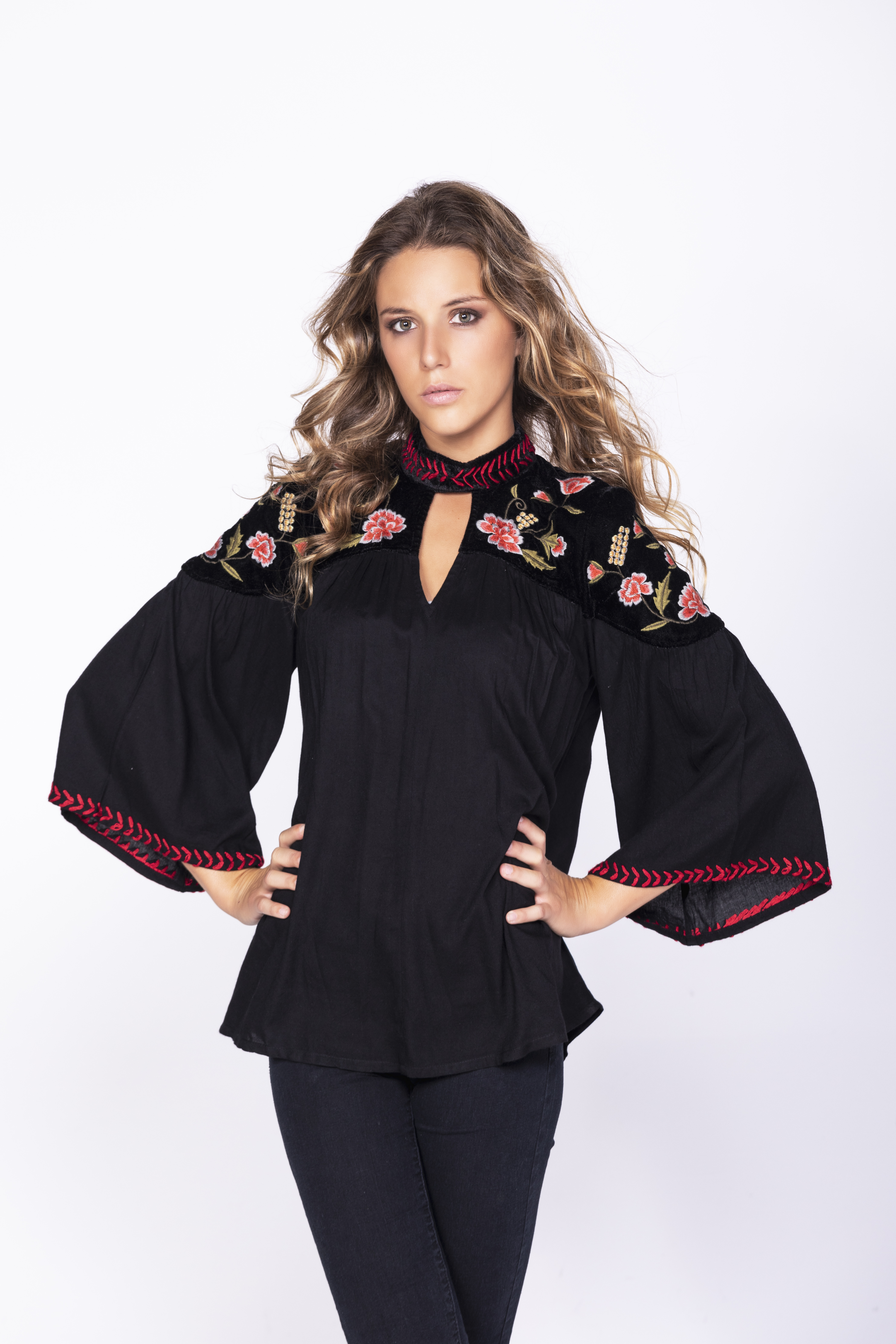 Savage Culture: Rosette Puff Sleeve Tunic SAVAGE_35601