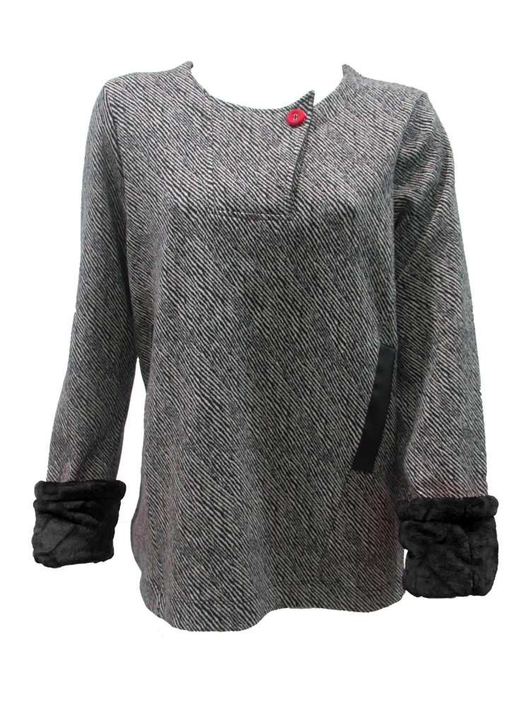 Maloka: Pink Candy Cotton Jacquard Faux Fur Cuffed Sweater/Jacket (3 Left!)