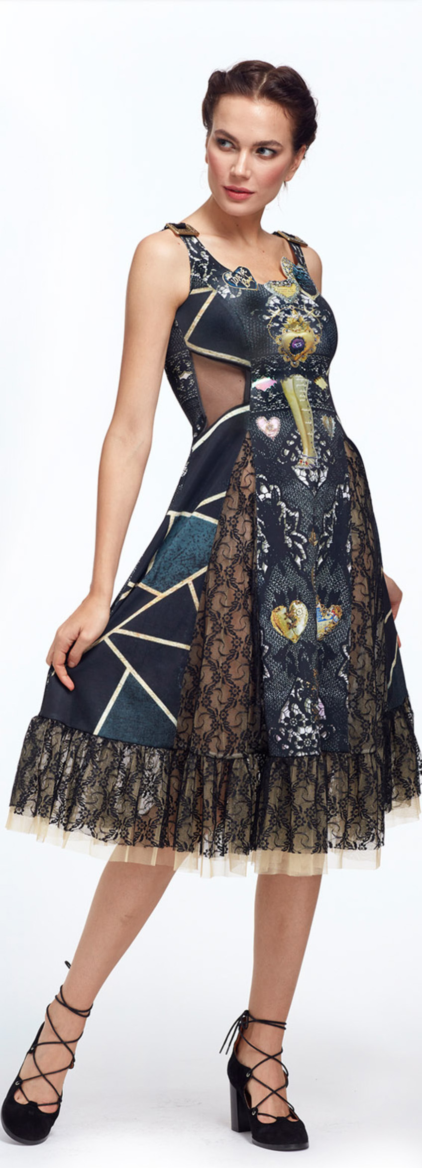 IPNG: Love Me Black Bejeweled Illusion Midi Gown