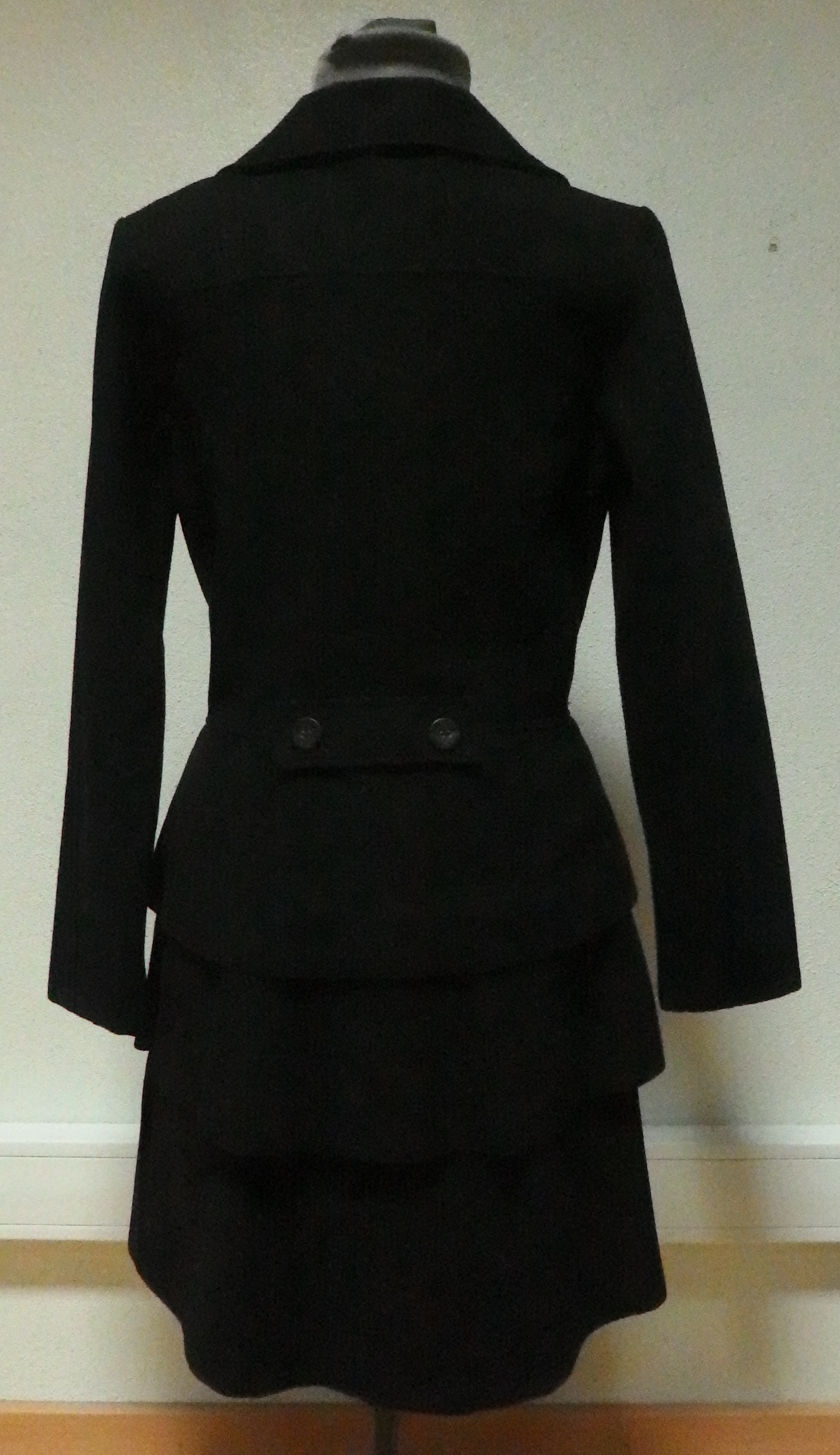Maloka: Ruffles & Wool Flared Pea Coat (Few Left in Black)