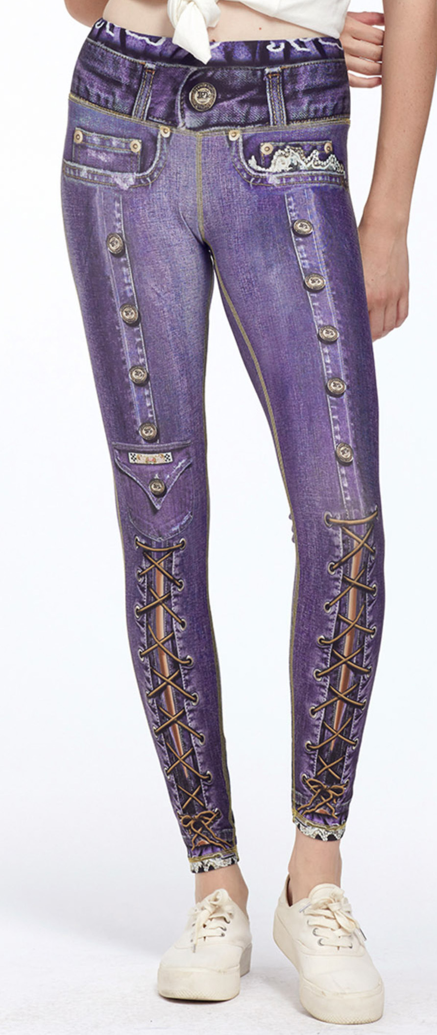 IPNG: Love Me Criss Cross Denim Illusion Legging (Many Colors!) IPNG_BSCL-012_006_007_008_009_010_011