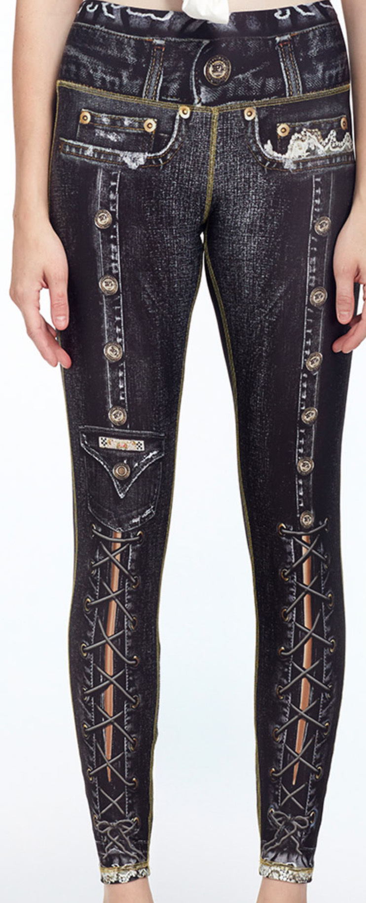 IPNG: Love Me Criss Cross Denim Illusion Legging (Many Colors!)