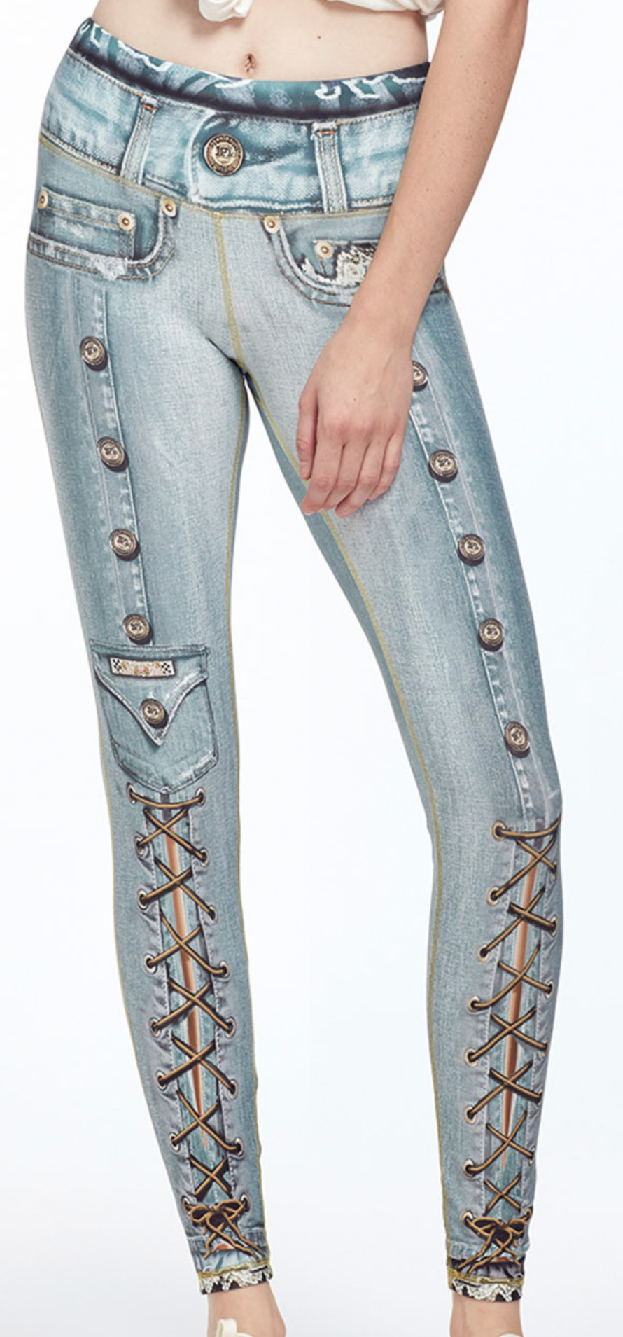 IPNG: Love Me Criss Cross Denim Illusion Legging (Many Colors!)