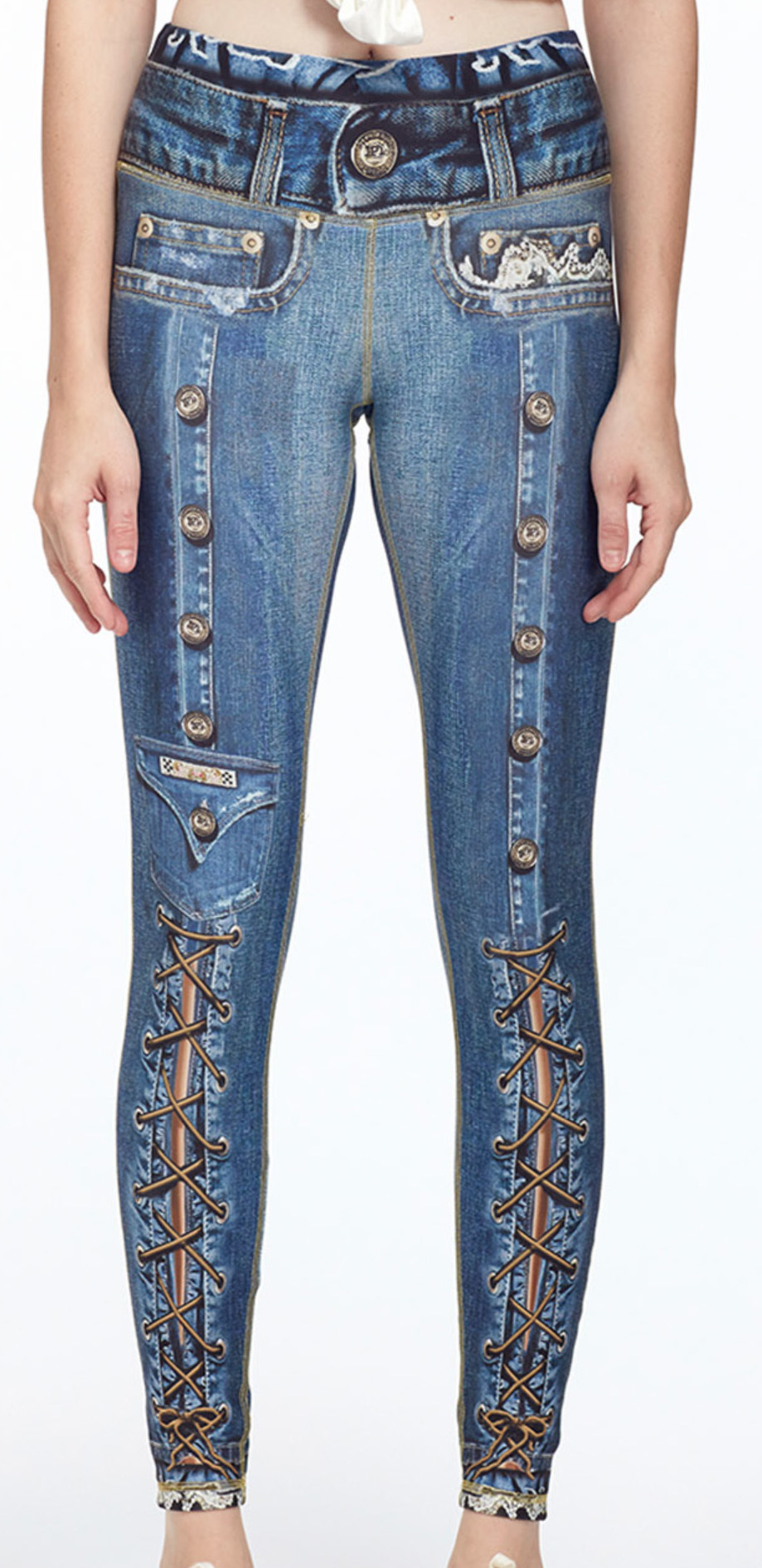 IPNG: Love Me Criss Cross Denim Illusion Legging (Many Colors!)