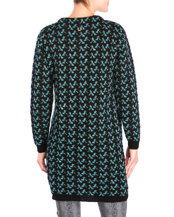 Save The Queen Italy: Embroidered Wool Blue Carnations Sweater Coat