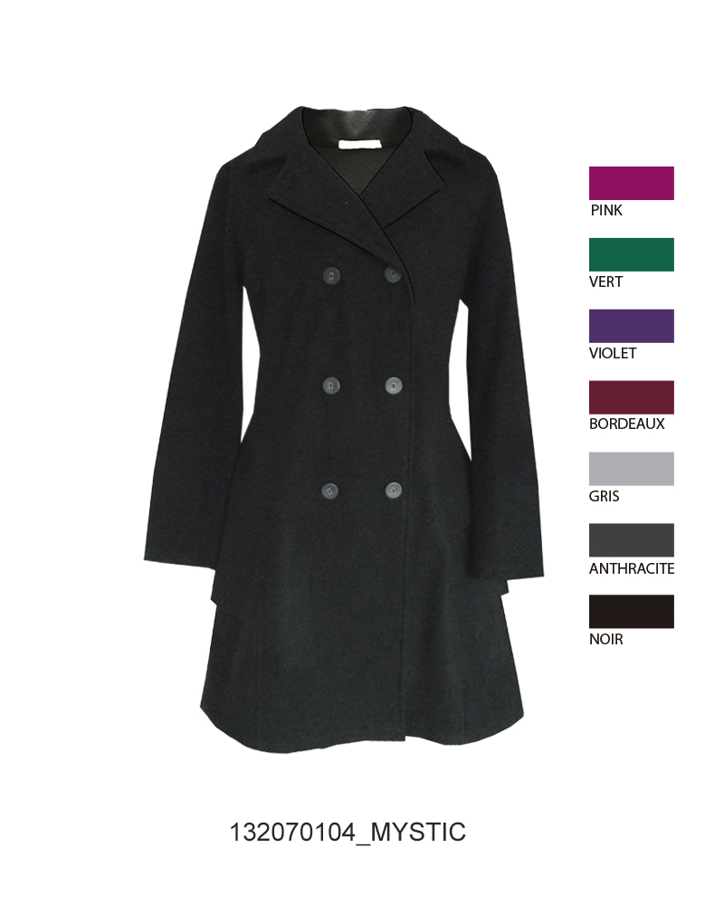 Maloka: Ruffles & Wool Flared Pea Coat (Few Left in Black)