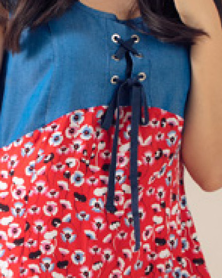 Maloka: Tied Bodice High Waisted Blooming Dress