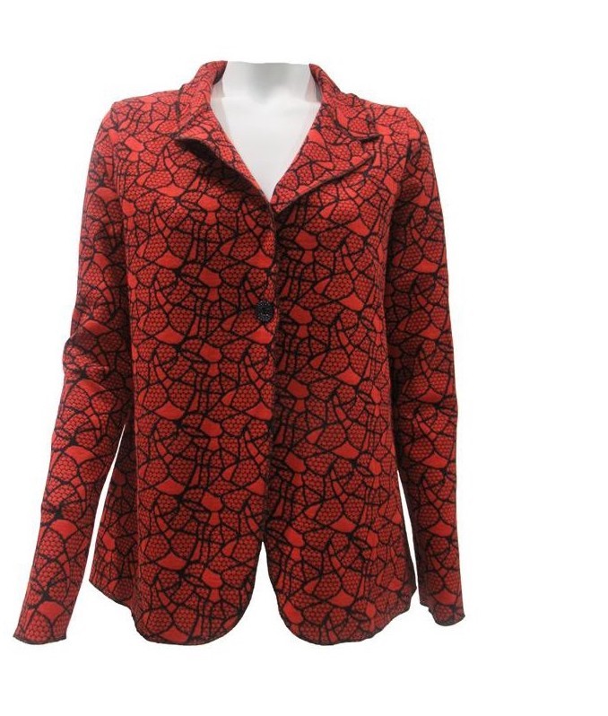 Maloka: Black Rose Imprinted Jacquard Jacket MK_FANI