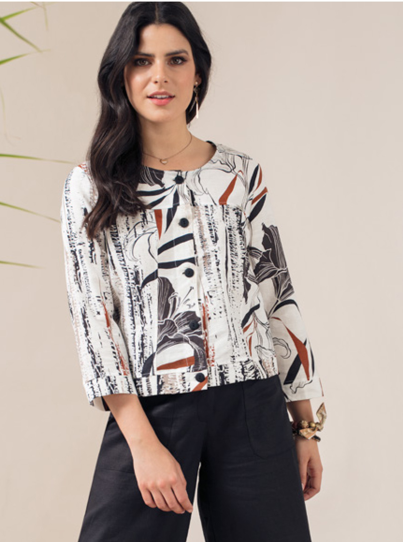 Maloka: Black Lily Sketch Art Soft Linen Jacket MK_YUNET