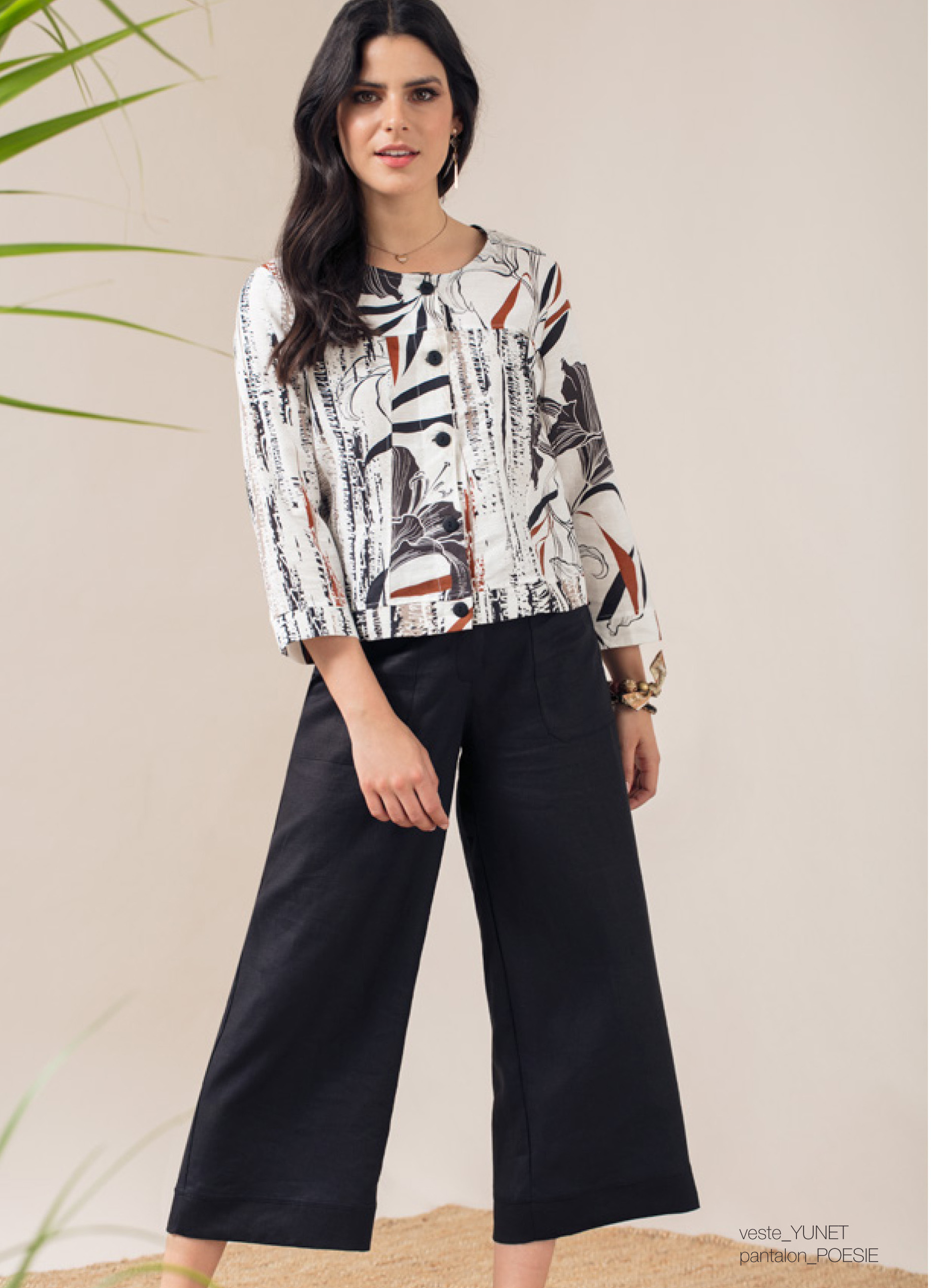 Maloka: Black Lily Sketch Art Soft Linen Jacket