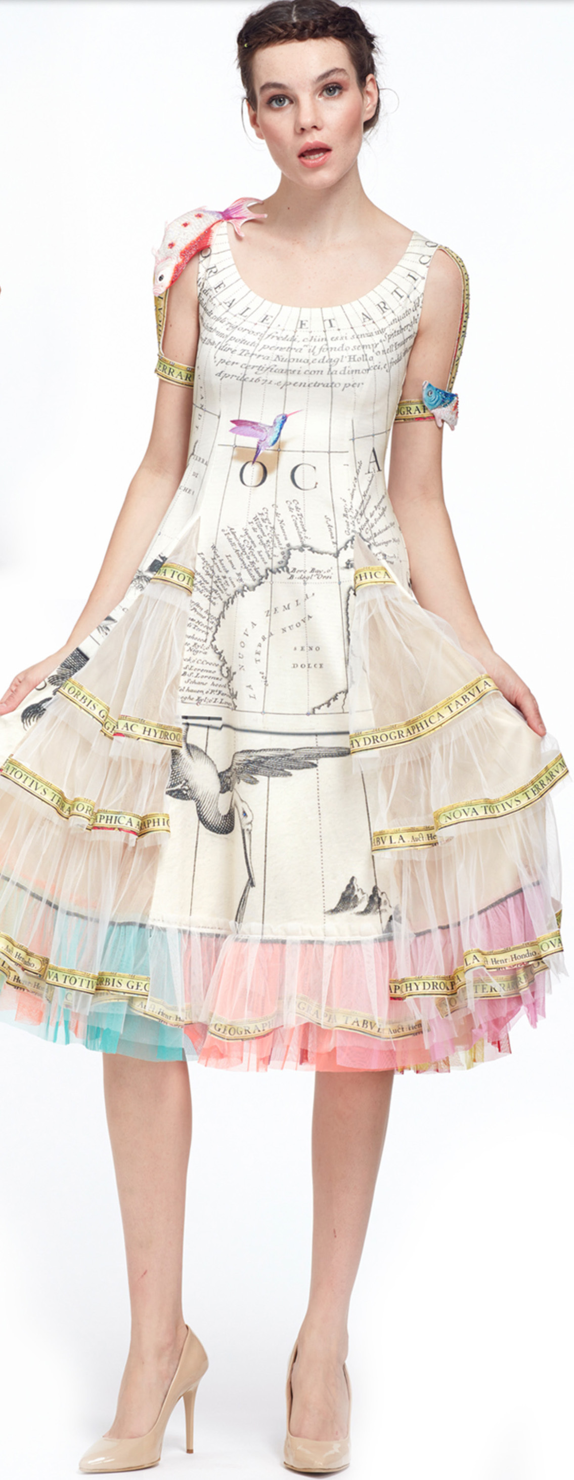 IPNG: The World At Your Paper Boat Trip Map Illusion Tulle A-line Gown IPNG_PBTD-002