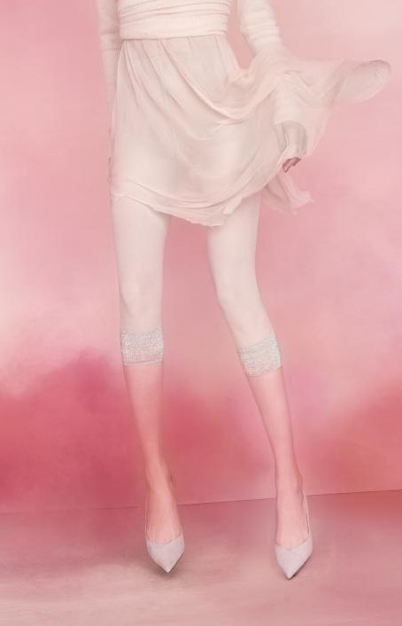 Fiore: Opaque Metallic Patterned Crop Cut Footless Tights (In Black & Creme)