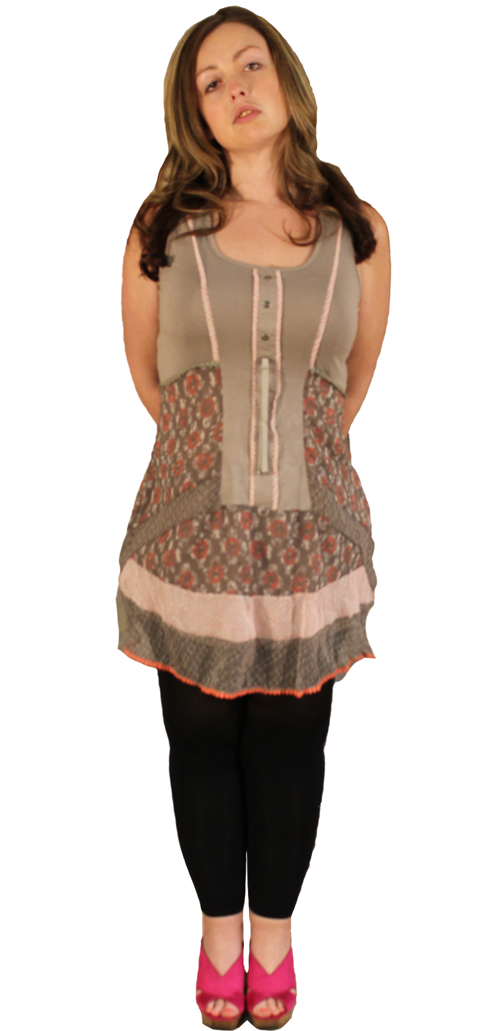 Dolcezza Crinkle Laced Tunic (Only Beige/Pink 1 Left!)