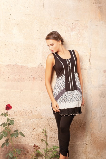 Dolcezza Crinkle Laced Tunic (Only Beige/Pink 1 Left!) DOLCEZZA_13528