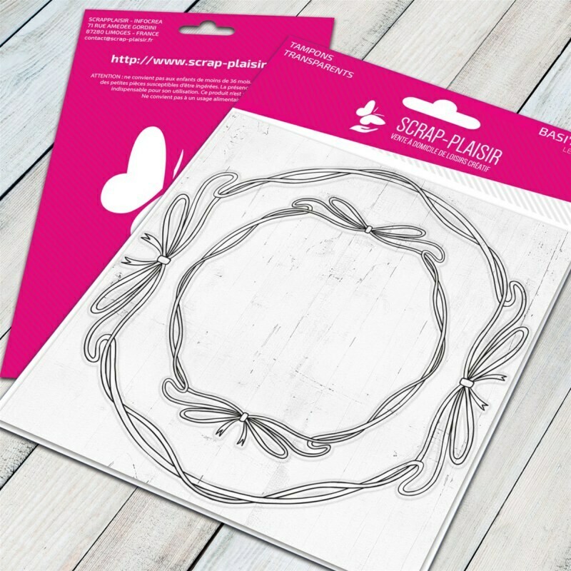 Set de 2 tampons clear cadres rubans ronds - combinable avec tampons - 10x10,5cm Set de 2 tampons clear cadres rubans ronds - combinable avec tampons - 10x10,5cm