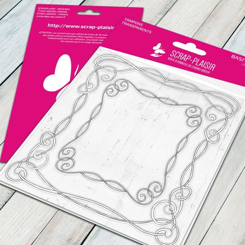 Set de 2 tampons clear cadres volutes - combinable avec tampons - 10x10,5cm Set de 2 tampons clear cadres volutes - combinable avec tampons - 10x10,5cm