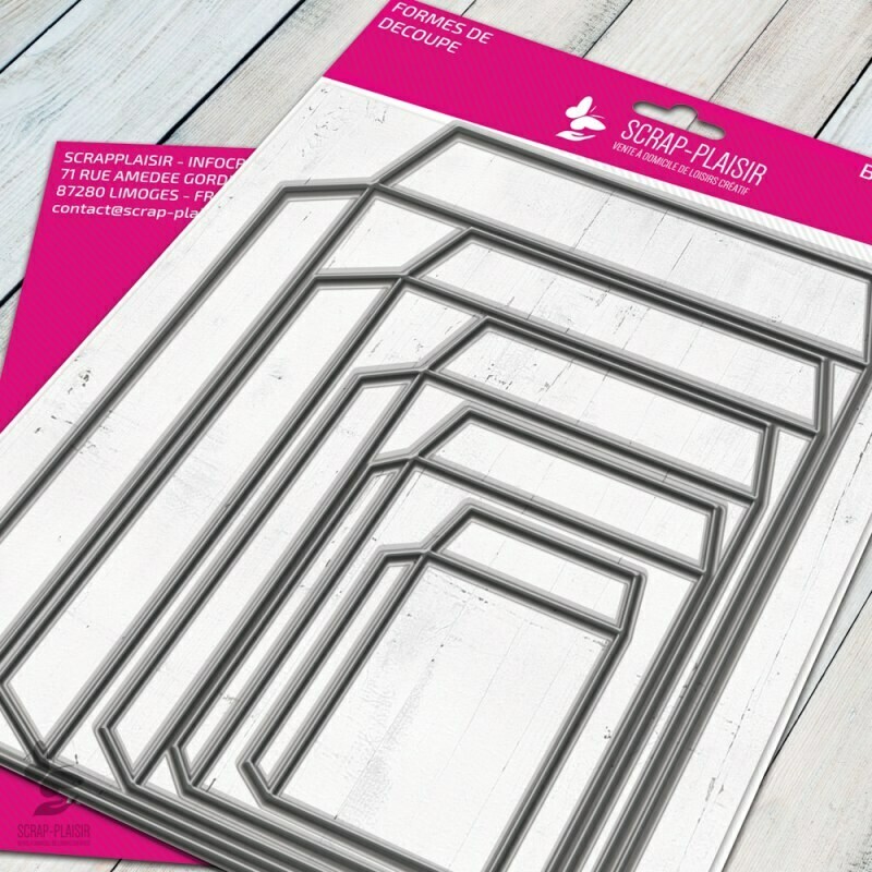 Set de 5 matrices de découpes dies enveloppes et structures - 15x15cm Set de 5 matrices de découpes dies enveloppes et structures - 15x15cm