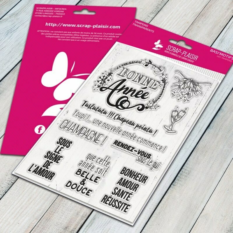 Set de 10 tampons clear motifs, mots et expressions Bonne Année - 10x15cm Set de 10 tampons clear motifs, mots et expressions Bonne Année - 10x15cm