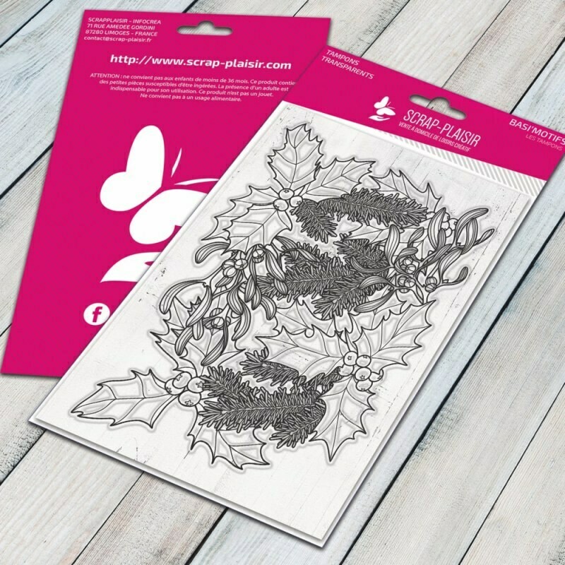Set de 1 tampons clear branches houx & sapin - 10x15cm Set de 1 tampons clear branches houx & sapin - 10x15cm