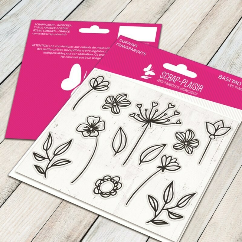 Set de 12 tampons clear fleurs des champs - 10x8cm Set de 12 tampons clear fleurs des champs - 10x8cm