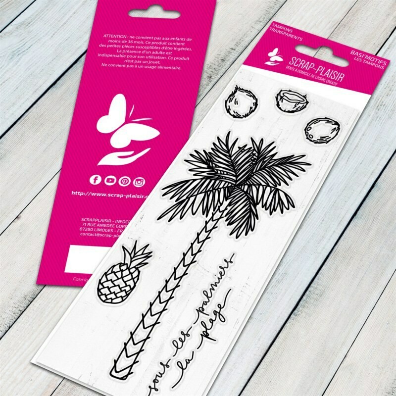 Set de 6 tampons clear sous les palmiers - 13x5,5cm Set de 6 tampons clear sous les palmiers - 13x5,5cm