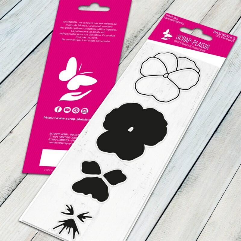 Set de 4 tampons clear pensée - 13x5,5cm Set de 4 tampons clear pensée - 13x5,5cm