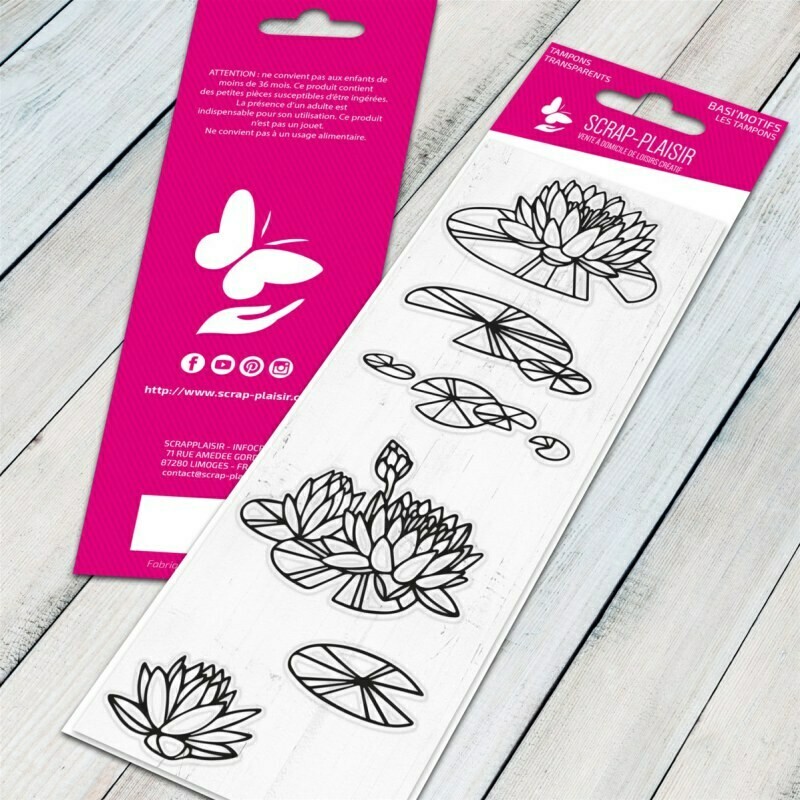Set de 6 tampons clear nénuphars - 13x5,5cm Set de 6 tampons clear nénuphars - 13x5,5cm