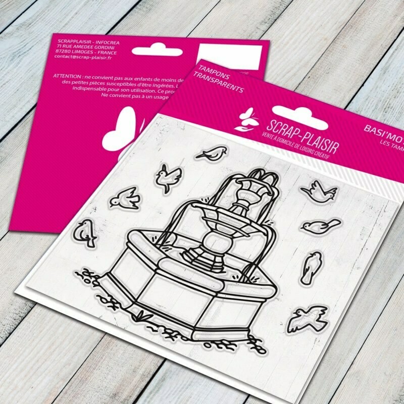 Set de 9 tampons clear la fontaine aux oiseaux - 10x8cm Set de 9 tampons clear la fontaine aux oiseaux - 10x8cm