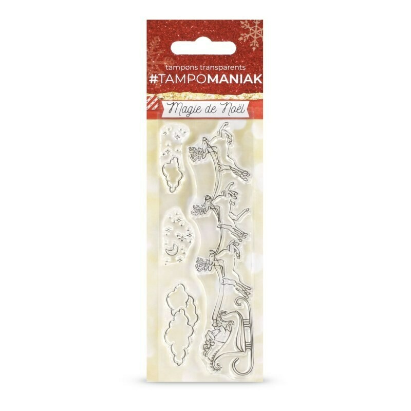 Set de tampons clear Sur son traineau - 13x5,5cm Set de tampons clear Sur son traineau - 13x5,5cm