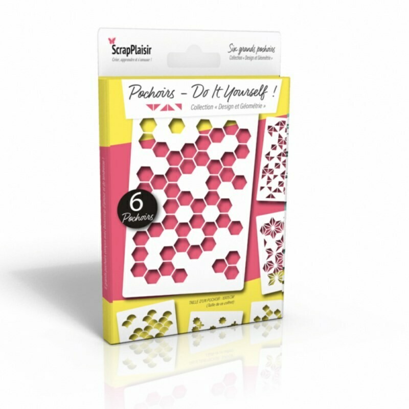 Lot de 6 pochoirs design et géométrie Lot de 6 pochoirs design et géométrie