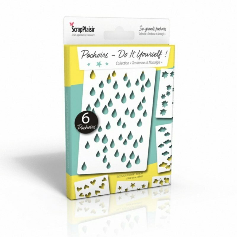 Lot de 6 pochoirs tendresse et nostalgie Lot de 6 pochoirs tendresse et nostalgie
