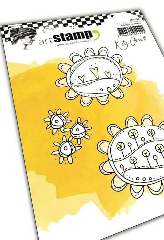 Set de 3 tampons cling A6 : Sunflower Doodles by Kate Crane - 10x15cm Set de 3 tampons cling A6 : Sunflower Doodles by Kate Crane - 10x15cm