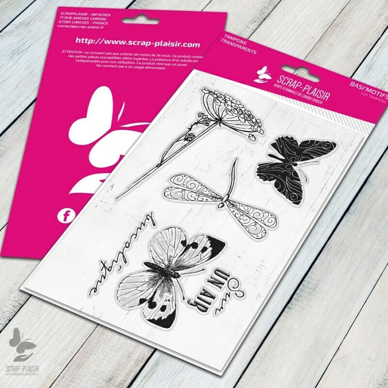 Set de 4 tampons clear papillons libellules - 10x15cm Set de 4 tampons clear papillons libellules - 10x15cm