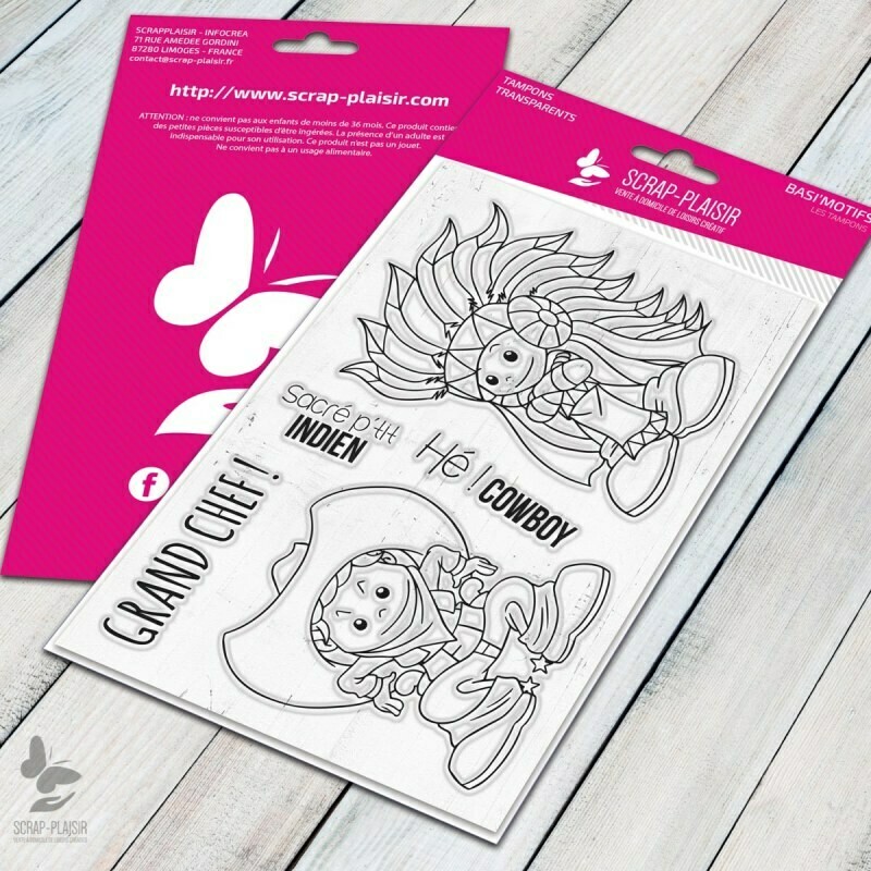 Set de 5 tampons clear indien et cowboy - 10x15cm Set de 5 tampons clear indien et cowboy - 10x15cm