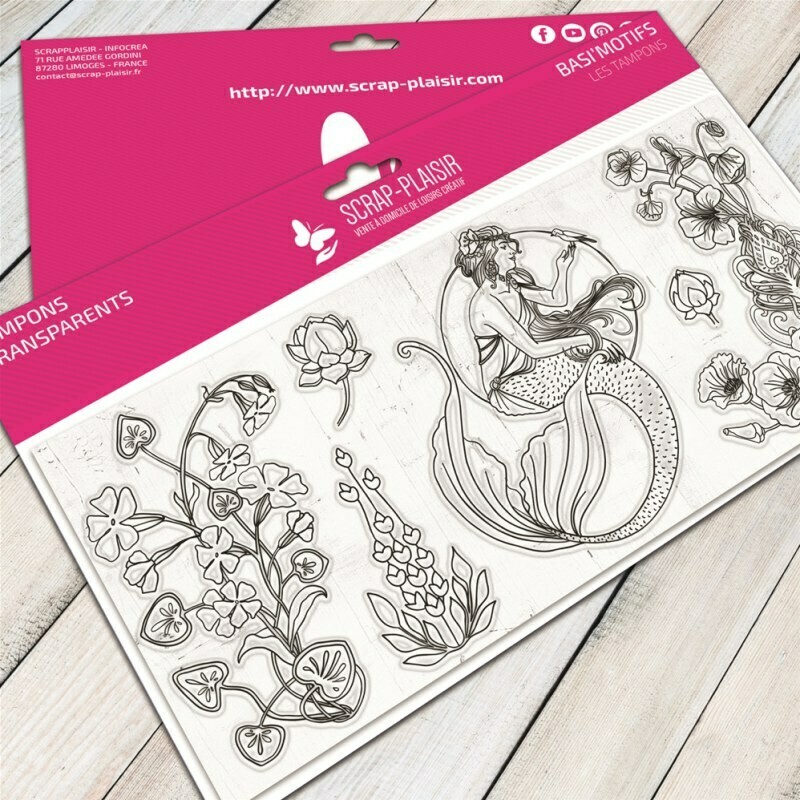 Set de 6 tampons clear tendance Art Nouveau - 10x21cm Set de 6 tampons clear tendance Art Nouveau - 10x21cm