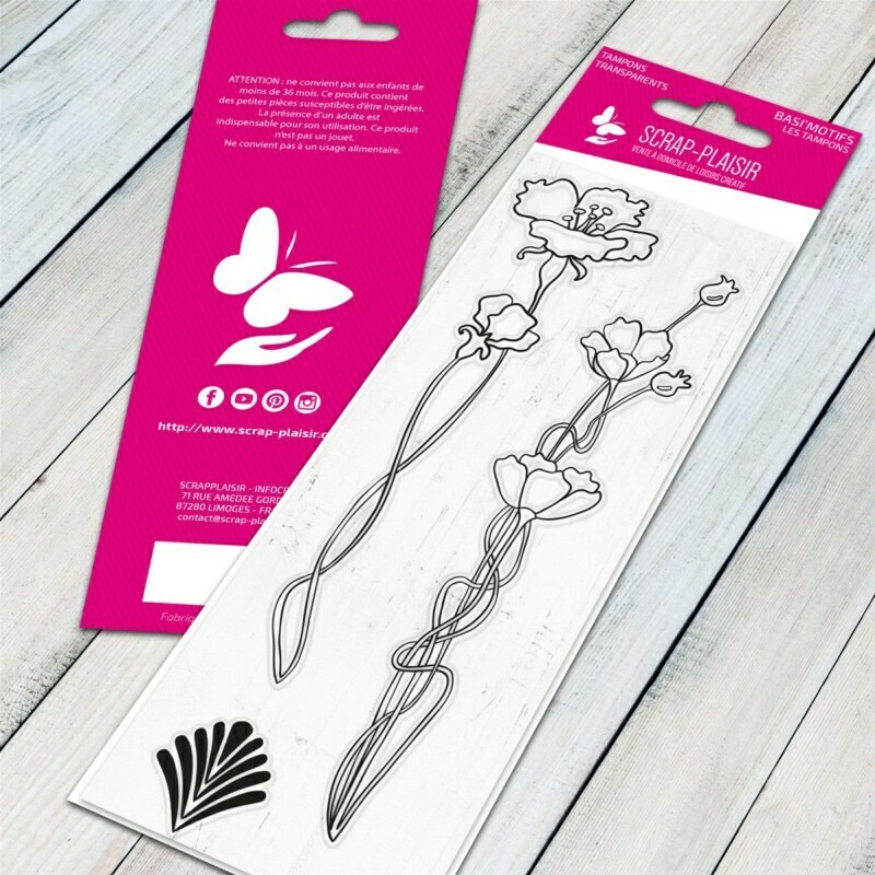 Set de 3 tampons clear fleurs art nouveau - 13x5,5cm Set de 3 tampons clear fleurs art nouveau - 13x5,5cm