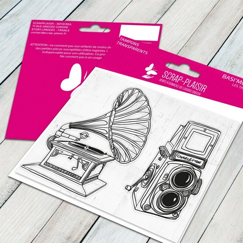 Set de 2 tampons clear gramophone - 10x8cm Set de 2 tampons clear gramophone - 10x8cm