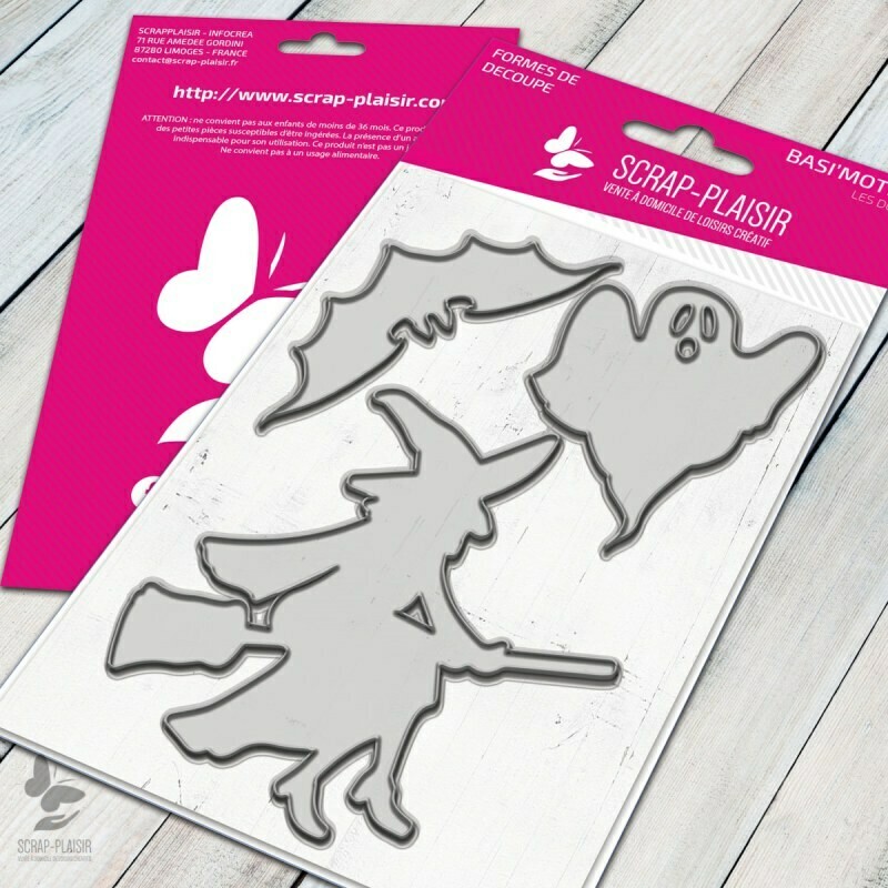 Set de 3 matrices de découpes dies chauve souris, sorcière, fantôme - 7,5x10cm Set de 3 matrices de découpes dies chauve souris, sorcière, fantôme - 7,5x10cm