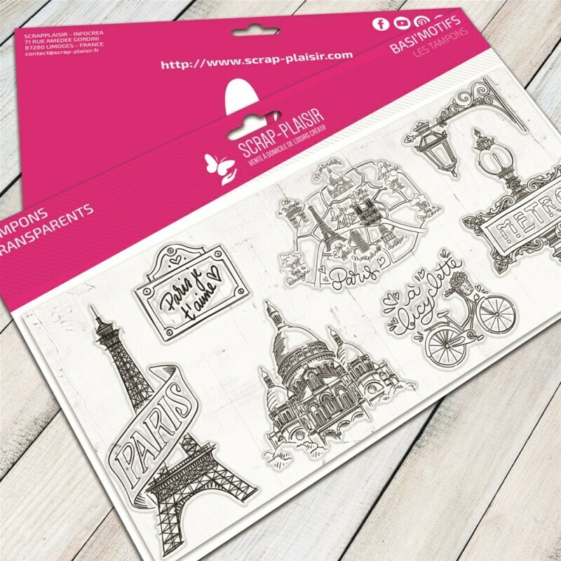 Set de 7 tampons clear balade à Paris - 10x21cm Set de 7 tampons clear balade à Paris - 10x21cm
