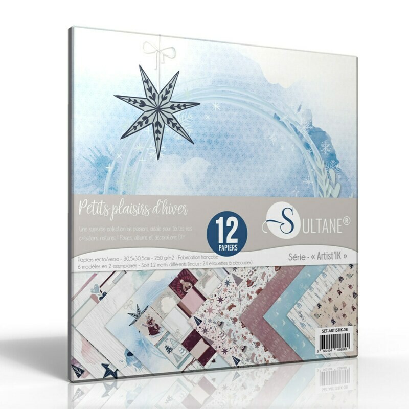 Set de 12 papiers Scrapbooking Petits Plaisirs - 250g imprimés Recto /Verso d'Hiver Set de 12 papiers Scrapbooking Petits Plaisirs - 250g imprimés Recto /Verso d'Hiver