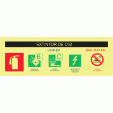 Sinalética Agente Extintor CO2 - Fotoluminescente 240x85