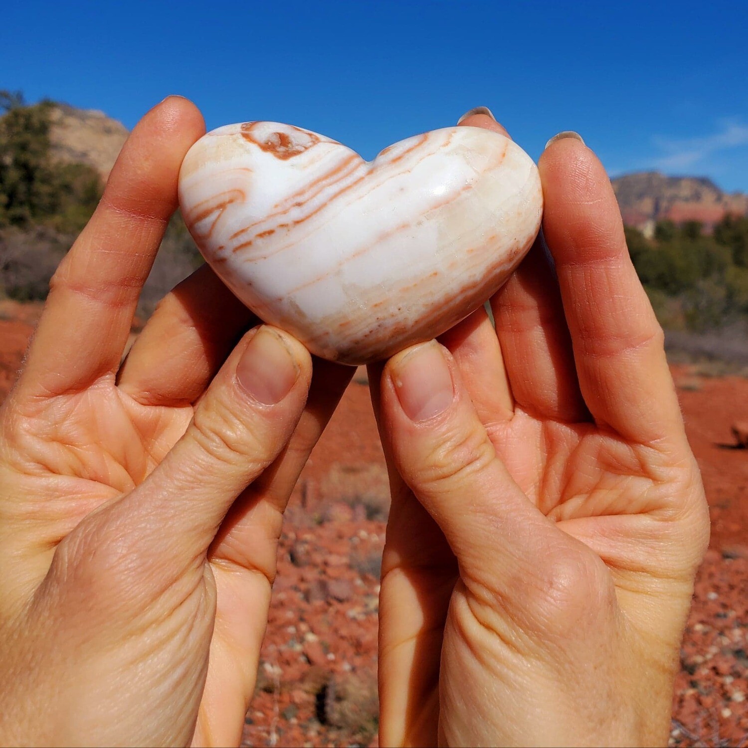 Sedona White Light Crystal Holding Heart/Red Rock Ley lines of Mother