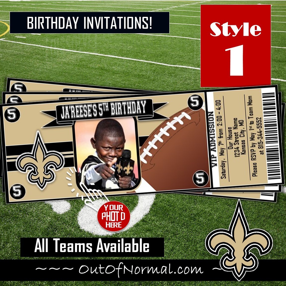 New Orleans Saints Nfl Football Photo Ticket Horizontal