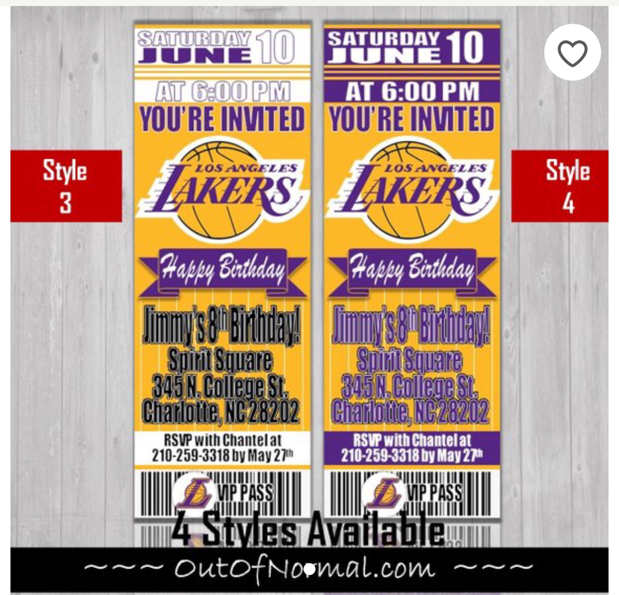 12 Los Angeles Lakers Birthday Ticket Invitations Invitations 9