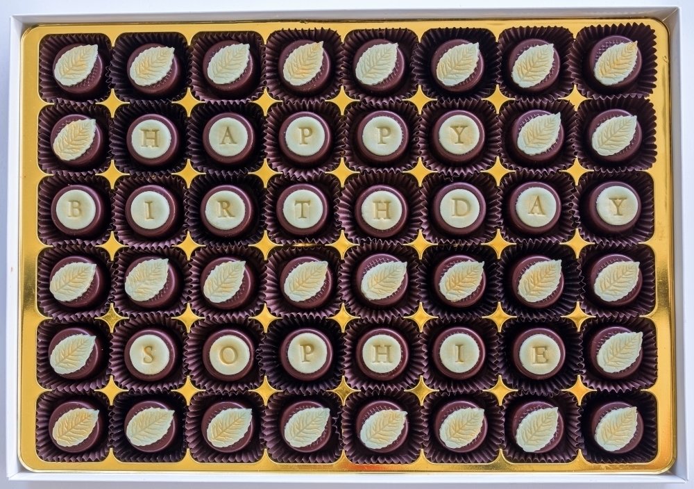 48 personalised chocs, choice of designs, fondant filling 00023