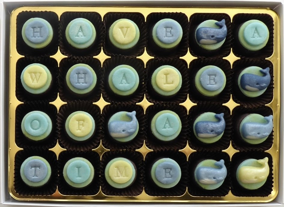 Blue Whales - filled with marzipan or flavoured fondant 00030