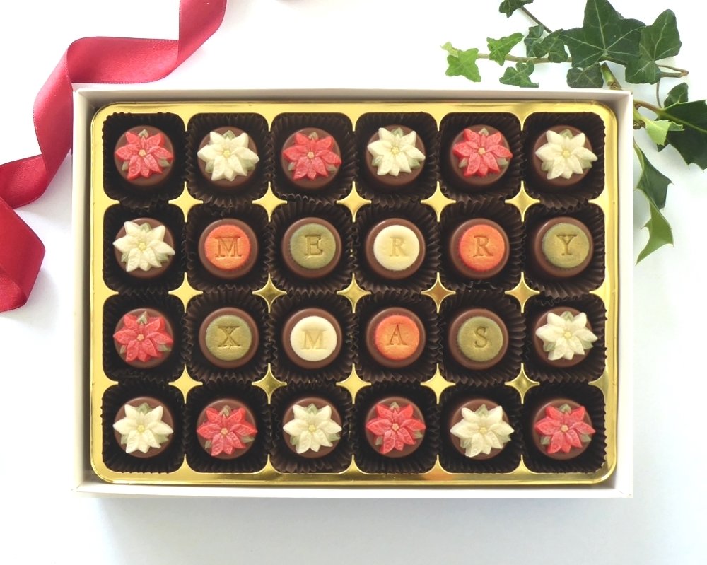 24 chocolates gives more space for your Xmas message.