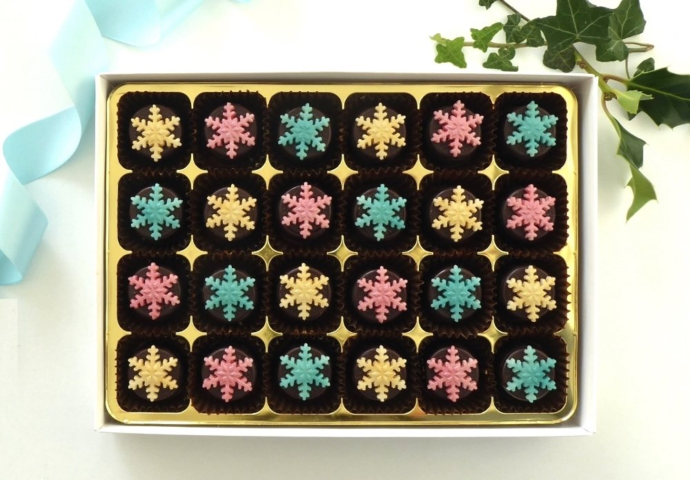 24 stylish and different chocolates,
